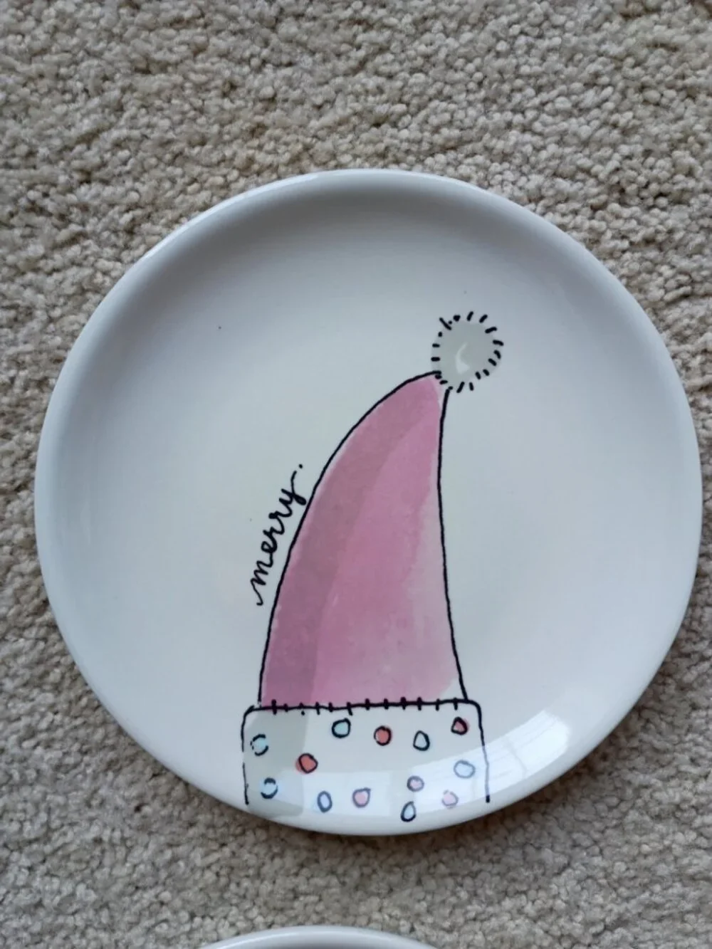 Rae Dunn Magenta Christmas Set of 4 Holiday Snack Plates 6